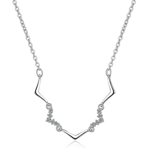 TJP Fashion 925 Sterling Silver Choker Necklace For Women Jewelry Charm Crystal Shiny Female Pendants Necklace Girl Accessories