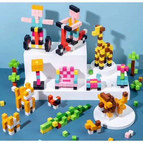 Small Particle Mosaic 3D Solid Wooden Puzzle Toy For Kindergarten Children Brain-stimulating And Hands-on Early Education Puzzle