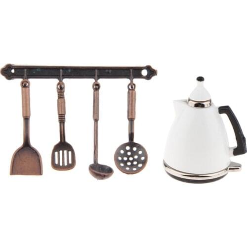 6 Pieces 1/12 Scale Dollhouse Kitchenware Teapot Baby Doll Furniture Scenery