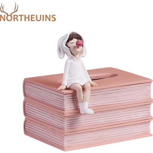 NORTHEUINS Resin Bubble Girl Tissue Box Storage Figurines Nordic Modern Creative Home Decoration Accessories Room Desktop Decor