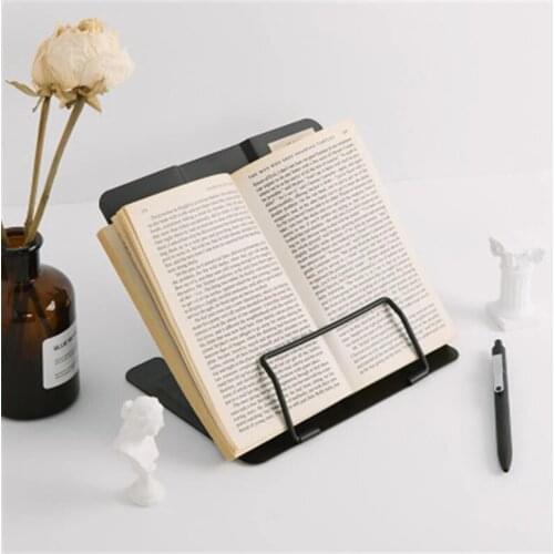 Solid Reading Book Holder Foldable Metal Book Stand Desk Portable School Reading Bookends Office Document Display Stand