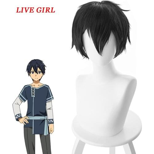 LIVA GIRL 30cm Short black wig Sword Art Online Cosplay Wig Kazuto or Kirito Costume Play Wigs Halloween party Anime Game Hair