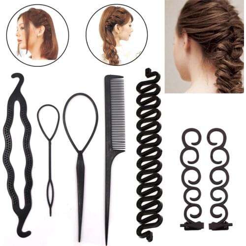 Hair Braiding Twist Curler Styling Tools Hairpin Holding Hair Braiders Pull Hair Needle Ponytail DIY Tools for Women Hairstyles