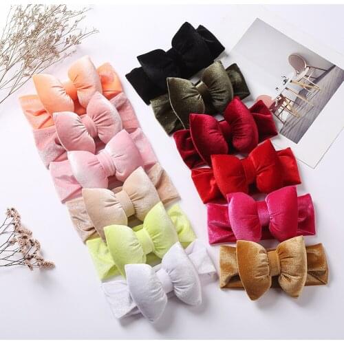 1pc Girls Big Velvet Hair Bow Headband ,kids girls Large Bows Wide Headbands gift Party hair accessories