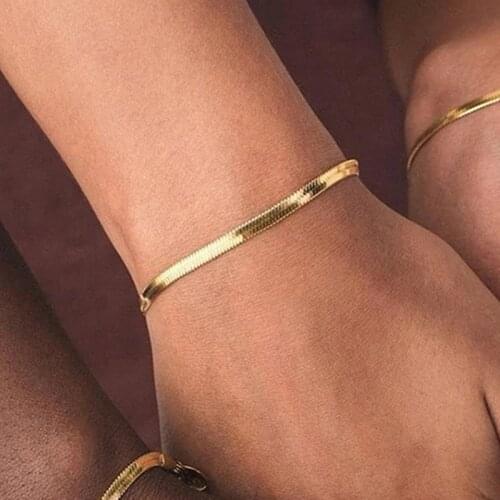 Simple Couple Streetwear Line Metal Bracelets Gold Color Snake Chain For Women Goth Bracelet Chain On The Hand Jewelry 2021 Kpop