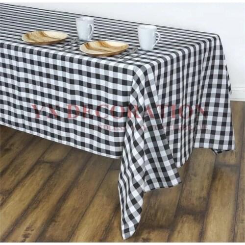 Rectangle Tablecloth White Black Red Checkered Gingham Polyester Table Cloth For Wedding Event Decoration