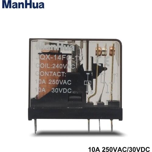 ManHua 10A 250VAC/30VDC JQX-14FC-1C coil 240VAC Sealed Power Relay
