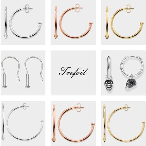 Creole Hoop Skull Beads Carrier Earrings,2019 Gold Color Trendy Fashion Jewelry Geometric 925 Sterling Silver Gift For Women Men