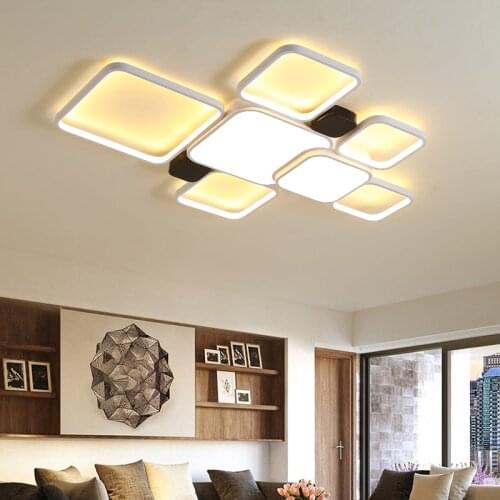 New led chandelier Modern rectangle hanging ceiling lamps in the living room dining kitchen white lights lighting for bedroom