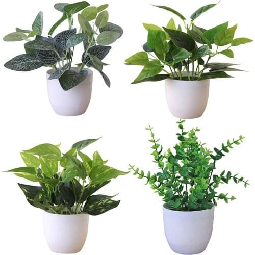 Fresh Artificial Foliage Plant Potted Bonsai Wedding Party Mall Desktop Decor Fake Grass Foliage Plant Tree For Green Home