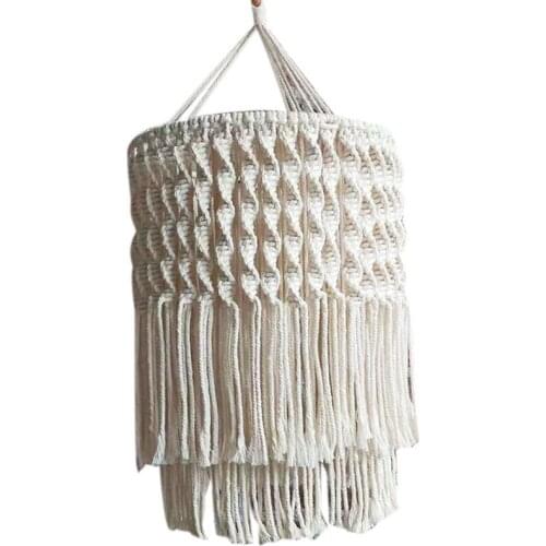 Boho Decor Macrame Tapestry Wall Hanging Hand-Woven Chandelier Lampshade House Model Room Restaurant Decor Wall Tapestry