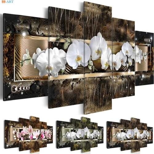 Vintage Poster Print Orchids Picture Wall Painting 5 Pieces Floral Wall Art Wall Pictures for Living Room Home Decoration