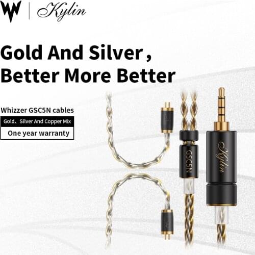 Whizzer GSC5N oxygen-free copper gold-plated silver hybrid headset Professional Earphone Upgrade Cable With 0.78 2 Pin 3.5mm
