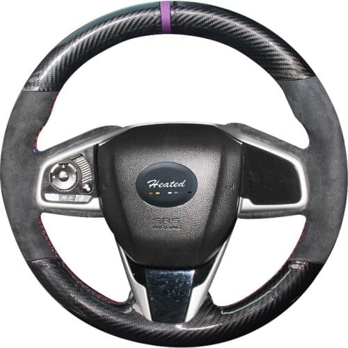 Suede leather Braid on wheel steering cover for Honda Civic 10 2016 2017 CRV CR-V 2017 car styling Tampa do volante do carro