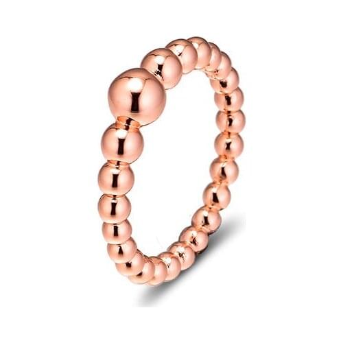 String of Beads Design Rose Golden Rings for Women Simple Stylish Female Ring Jewelry Stackable Rings Girls Rose Golden Jewelry