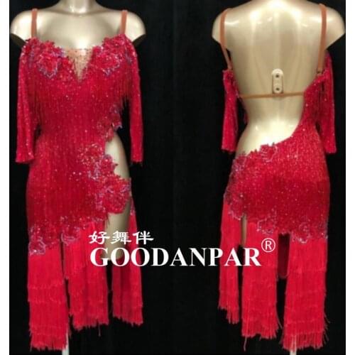 2021 fringes new Latin dance dress sexy salsa dress costume color women comptition latin dancewear ladies dresses