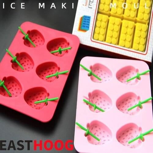 1PC Strawberry Shape Ice Mold Ice Tube Maker Cocktails Silicone Mold Ice Cube Tray Kitchen Accessories