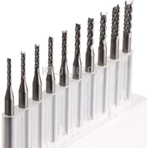 10 PCS/LOT CNC Bit/Carbide Right-handed Threading End Mill/Drill Bit for PCB/Carbon Fiber Board/Insulation Board/Oak Wood etc