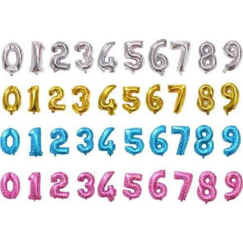 1000pcs/lot 16 inch Number 0~9 Foil Balloons Happy Birthday Party Decoration Kids Air Digit Balloons Baby Shower Supplies SN3707