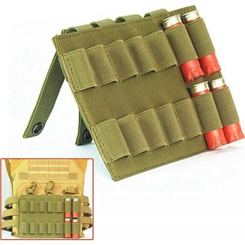 14 Round Military Tactical 12 Gauge 12GA Shell Holder Molle Ammo Carrier Airsoft Shotgun Cartridges Pouch Hunting Accessories