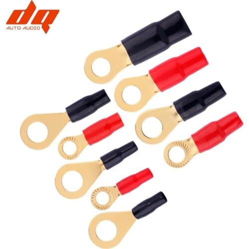 2pcs Round Car Wiring Harness Connector Terminal Copper Tubular Terminals Audio Cable Connectors Refit O Style Terminal Block