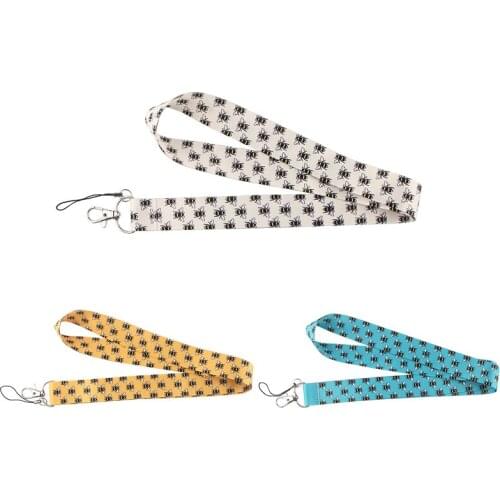 20pcs/lot G1290 Cartoon Bee Phone Lanyards For Keys ID Card Phone Neck Strap Keychains USB badge Holder Phone Hang Rope Lanyard