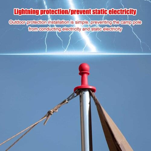 4 Pcs/Set 7X5cm Lightning Proof Cap outdoor Camping Tent Poles Awning Rod Support Bar Anti-Thunder Protection Cover Hat