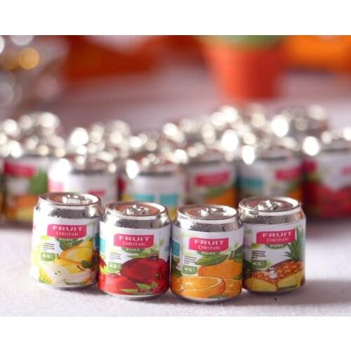 4PCS/Lot 1:12 Miniature Dollhouse Mini Fruit Beverage Cans Models Pretend Play Doll Food for Blyth BJD OB11 Toys
