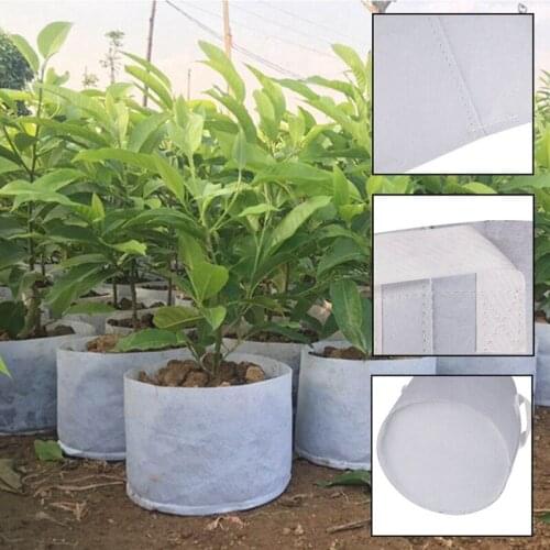 5 Sizes Fabric Planting Green Grow Bags White Fabric Pots Plant Pouch Root Container Cultivation Pot Grow Bag Aeration Container