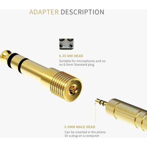 5PCS/SET Gold-Plated Durable 6.35mm 1/4 Inch Jack Plug to 3.5mm Male Stereo Headphone Jack Socket Adapter