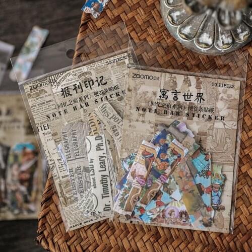 50 pcs/bag Retro voyage diary series Decorative sticky note Scrapbooking diy Label Diary Stationery Album Journal Stick