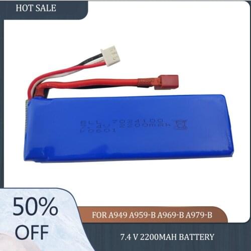 7.4 V 2200mAh for A949 A959-B A969-B A979-B K929-B Remote Control Car 2s LiPo Battery for Wltoys Car High Quality