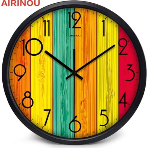 Airinou Rainbow board design fun world large glass wall clock, living room clock