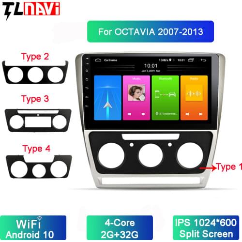 10.1 inch android 10 for 1Skoda octavia 2007-2014 full touch car dvd multimedia gps navigation system