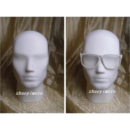 White fiberglass male mannequin head for hat/ wig/ headphones display manikin heads