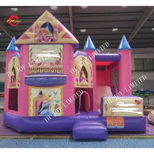 Free air ship to door,5x4x3mH Inflatable Combo, hot sale pink Bounce House, bouncy jumping castle with slide