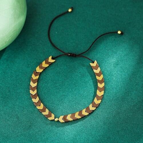 Plumiss Arrows Shaped Hematite Charm Bracelet for Women Men Boho Healing Body Balance Rope Couple Bracelets Jewelry Dropshipping