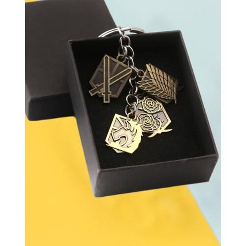 Attack on Titan Keychain Anime Trinket Wings of Liberty Freedom Scouting Legion Eren Keyring Car Keyholder Backpack Key Chains