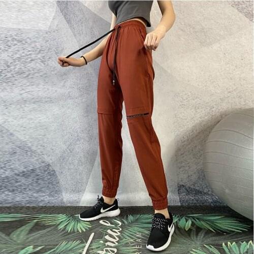 Casual Running Exercise Pants Women Yoga Sport Pants Gym Fitness Training Trousers Quick Dry Loose Pockets Jogging Legging Pants