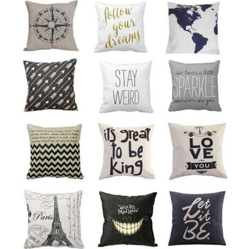 Case Sofa Pillow Cushion Fashion Art Home Decor Cover Throw Cotton Hot Linen 18"
