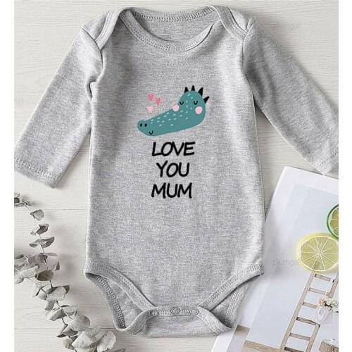 Cartoon Print Love Mum Fall Clothes for Toddler Girls Cotton Jumpsuit Kids Autumn Undershirts for Babies Baby Rompers Winter