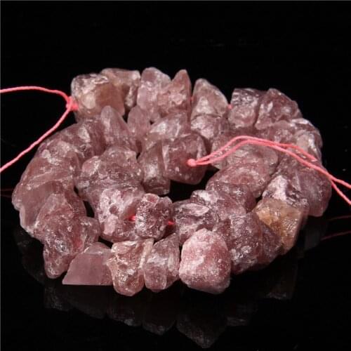 Natural Irregular Freeform Raw Strawberry Quartz Stone Nugget Beads Rock Crystal Healing Minerals Quartz Bead For Jewelry Making