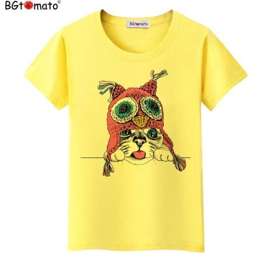 BGtomato T shirt winter cat lovely cartoon tshirt women Hot sale brand new harajuku t-shirt female Super cool clothes