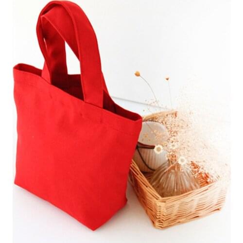 Cotton Canvas Tote Bags Reusable Grocery Shopping Blank Tote Bags Solid Color Portable Canvas Bag Storage Bag