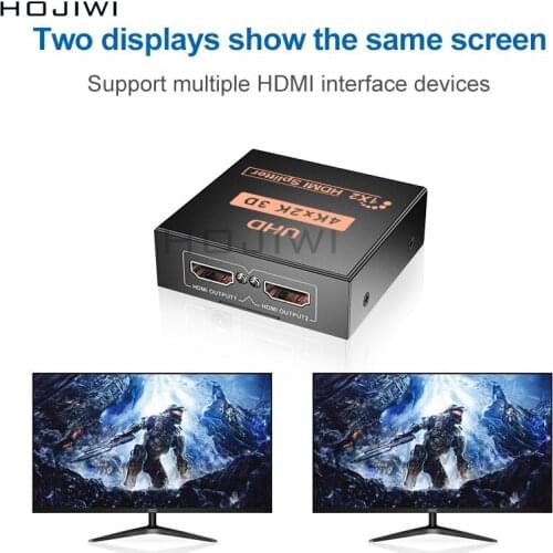 HOJIWI 1 in 2 out 1080p 4K 1x2 HDCP Stripper 3D Splitter Power Signal Amplifier HDMI Splitter For HDTV DVD PS3 Xbox AE03