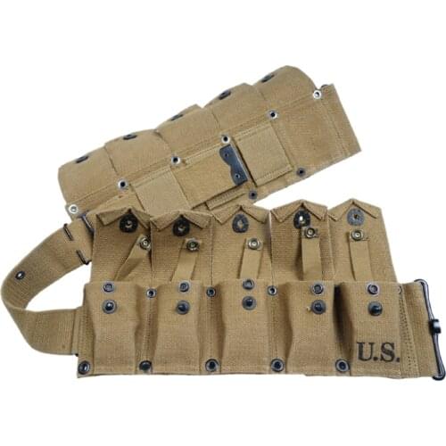 WWII WW2 US ARMY TEN CELL CANVAS POUCH TACTICAL POCKETS TOOL POUCH BAG KHAKI