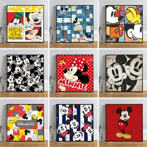 Mickey Mouse Pooh Donald Duck Canvas Paintings Disney Cartoon Anime Posters Prints Wall Art Pictures for Living Room Home Decor