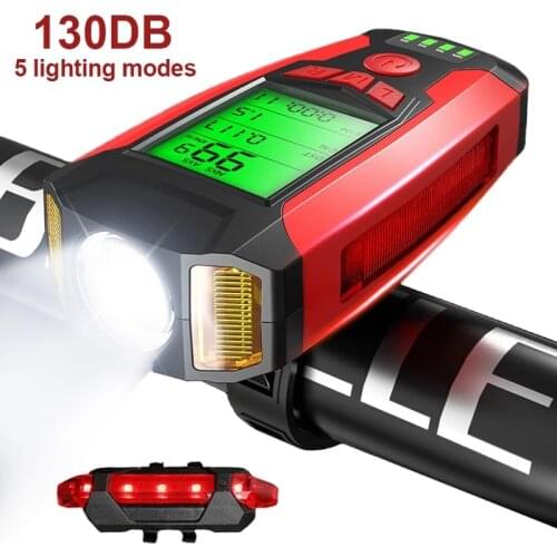 Bike Light Set with Speedometer USB Rechargeable Super Bright Front Headlight 5 Lighting Modes for Commuting and Road Cycling