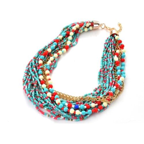 Bohemian Short Necklace For Women Banquet Party neckkace Charms Jewelry Red Blue Black White Colorful Beads Necklace Choker J125