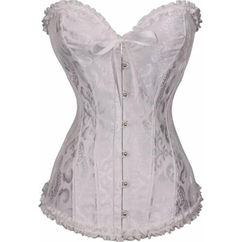 Overbust Corset Waist Trainer Corsets Steampunk Sexy Corselet Bustiers Gothic Clothing Modeling Strap Stain Ruffled Lace Corset